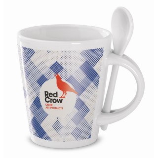 Taza con cuchara de cerámica publicitaria